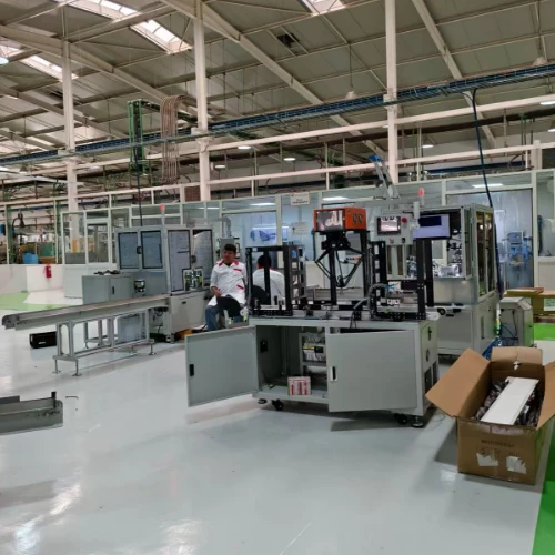 HAIFEI automated welding equipment arranged on the production floor, ready for final testing. HAIFEI automated welding equipment arranged on the production floor, ready for final testing.